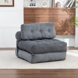 English Elm Folding Floor Sofa Bed Convertible Lounge Chair with Shredded Foam Fill for Bedroom Dark Gray W2200P442794
