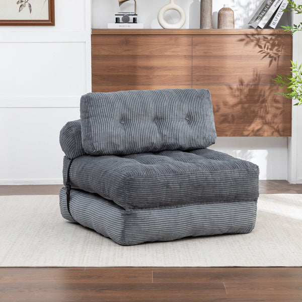 English Elm Folding Floor Sofa Bed Convertible Lounge Chair with Shredded Foam Fill for Bedroom Dark Gray W2200P442794