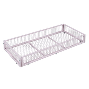 English Elm Full Metal Platform Bed with House-Style Headboard, Two Smooth Storage Drawers, Sturdy 350lb Capacity Pink MF320571AAH