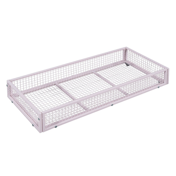 English Elm Full Metal Platform Bed with House-Style Headboard, Two Smooth Storage Drawers, Sturdy 350lb Capacity Pink MF320571AAH