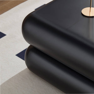 English Elm New Sculptural Fiberglass Coffee Table Low Profile Square Geometric Living Room Accent Black W2085P374161