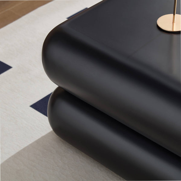 English Elm New Sculptural Fiberglass Coffee Table Low Profile Square Geometric Living Room Accent Black W2085P374161