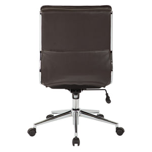 OSP Home Furnishings Armless Mid-back Faux Leather Office Chair with Lumbar Support and Chrome Base Espresso SPX23592C-U1
