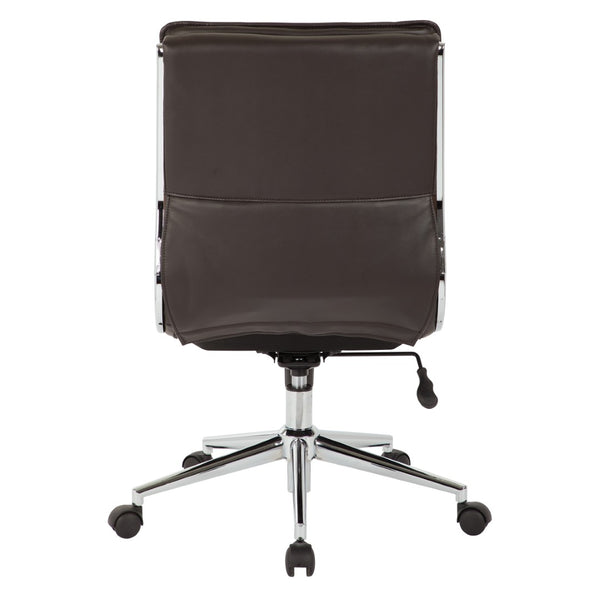 OSP Home Furnishings Armless Mid-back Faux Leather Office Chair with Lumbar Support and Chrome Base Espresso SPX23592C-U1