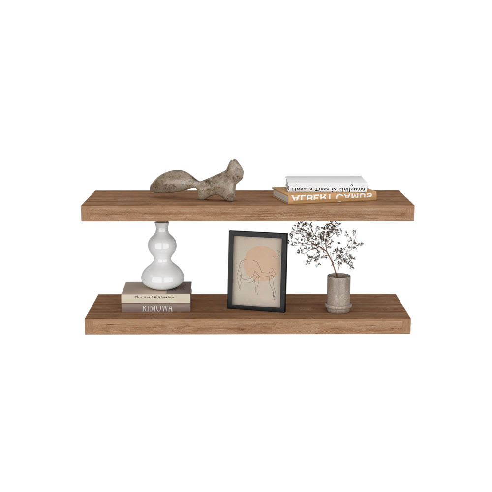 English Elm Floating Shelf Dallas Beige Pine Set of Two 31.9" Engineered Wood Floating Shelves for Modern Living Rooms B092P238730