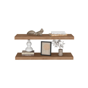 English Elm Floating Shelf Dallas Beige Pine Set of Two 31.9" Engineered Wood Floating Shelves for Modern Living Rooms B092P238730