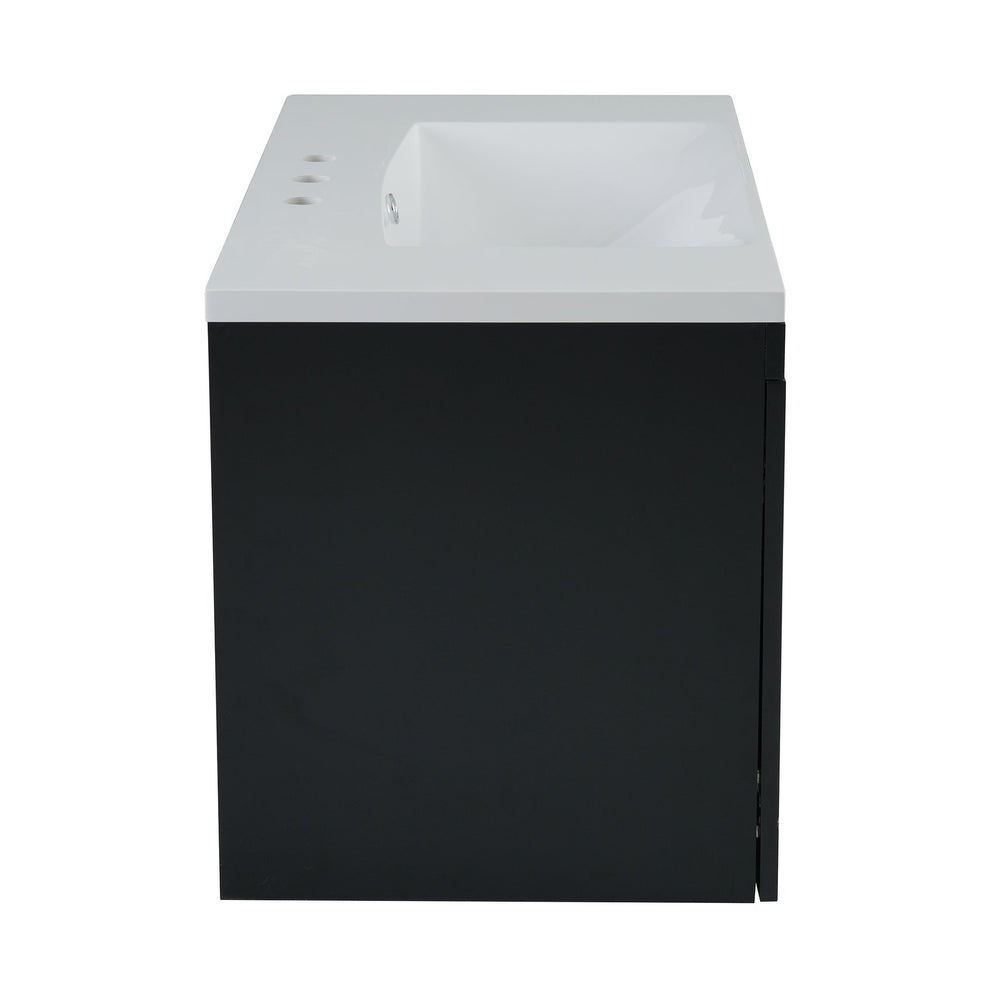 English Elm 72'' Wall Mounted Bathroom Vanity with 4 Drawers & Double Cabinets, Waterproof MDF, Smooth Slide Rails Black N710SS00009B