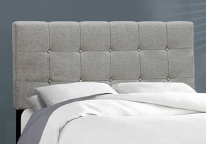 English Elm Bed, Grey Upholstered Full Size Platform Bed with Tufted Padded Headboard, Low Profile Design B2710P219518