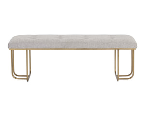 Sunpan Maverick Bench - Stylish Tufted Seat with Antique Brass Legs for Elegant Living Room Seating Belfast Heather Grey