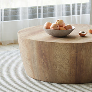 English Elm 31.5" Round Drum Coffee Table Mdf Wood Grain Modern Industrial Living Room Accent W3732P495748
