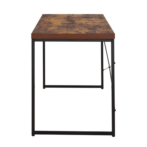English Elm Rectangular Writing Desk With Weathered Oak Top & Black Metal Legs - Stylish Industrial Design B016P311298-GIGA
