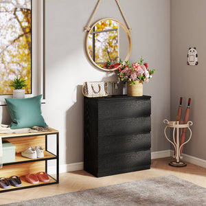 English Elm 4 Drawer Dresser Modern Black 31.5" Handle-Free Chest - 4 Spacious Drawers, Sleek Durable Storage Organizer W3151P288870