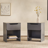 Simple Modern 1-Drawer Nightstand - Set of 2 Dark Grey DOMB4CDGC-2PK Walker Edison