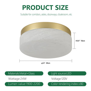 English Elm 12 Inch Led Ceiling Light - Elegant Gold Flush Mount Fixture For Bright, Low-Profile Illumination W2312P375013