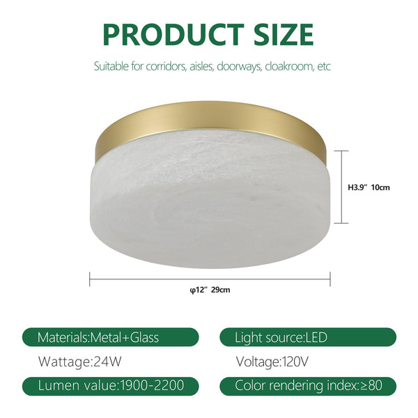 English Elm 12 Inch Led Ceiling Light - Elegant Gold Flush Mount Fixture For Bright, Low-Profile Illumination W2312P375013