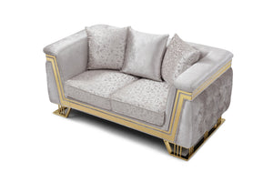 English Elm Rebecca Glam Tufted Loveseat with Gold Trim Shimmering Fabric and Hollywood Elegance B078P468202