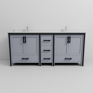 English Elm Dark Grey Double Bath Vanity With White Quartz Top, Faucet Set & Ample Storage For Modern Spaces B2731P260650