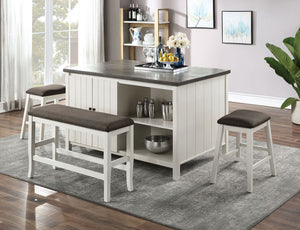 English Elm Counter Counter Height Bench Modern Farmhouse Two-Tone White Wood Dark Gray Padded Seat 41" B2741P367165