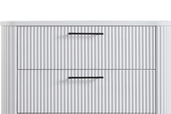 English Elm 4 Reeded Front Drawer Chest with Metal Base, Felt Top & Cedar Lined Bottom for Organized Storage White 43 L x 21.25 W x 45.25 H B2699P270989