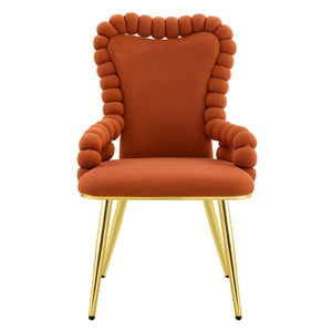English Elm Set of 2 Velvet Dining Chairs Sculptural Bubble Back Gold Legs Glam Accent Seating W3875P370856