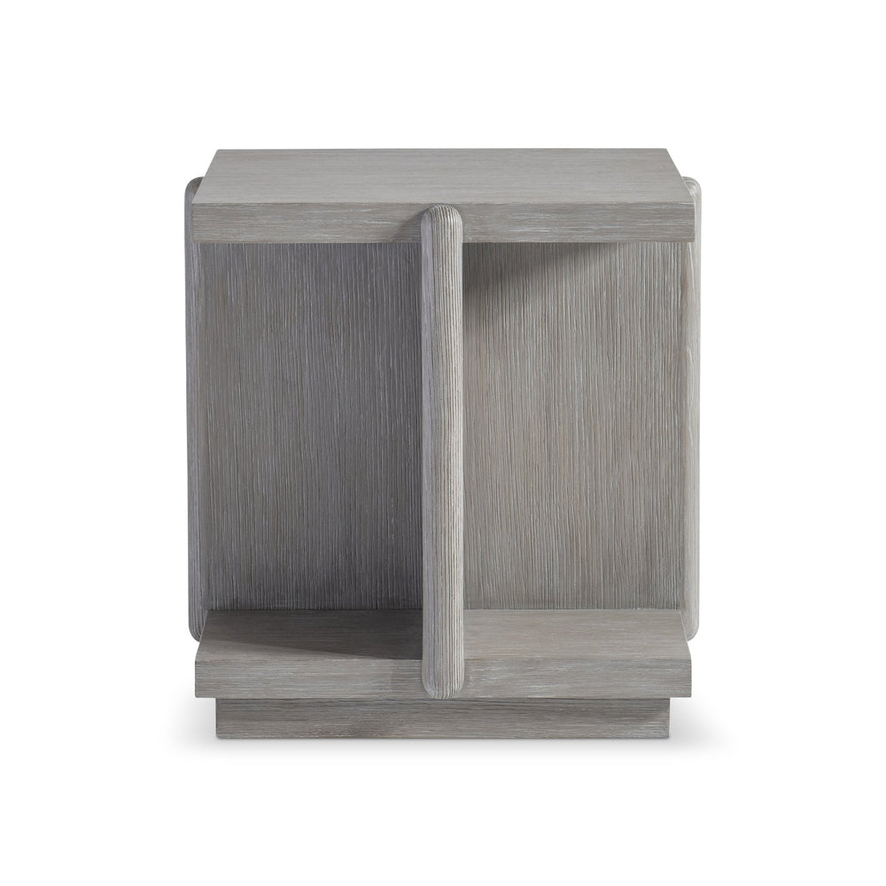 Bernhardt Bernhardt Sereno Square Side Table With Partitioned Shelves, Grigio Oak Finish, Rustic Modern Accent 329124