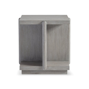 Bernhardt Bernhardt Sereno Square Side Table With Partitioned Shelves, Grigio Oak Finish, Rustic Modern Accent 329124