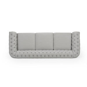 English Elm Christopher Knight Home® - 3 Seater Chesterfield Sofa with Button Tufted Diamond Stitch, Nailhead Accents & Scrolled Arms - Low Profile Grey N771P262584D