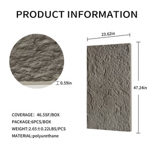 English Elm 3d Faux Stone Pu Wall Panels Set Lightweight Flame Resistant Architectural Accent Charcoal Grey W347P419789