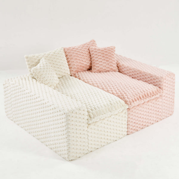 English Elm Luxury Color-Block Turtle Velvet Sofa - Modular Comfort For Stylish Living Rooms & Cozy Gatherings W3371S00047