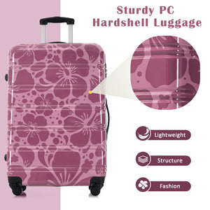 English Elm Hardshell Polycarbonate Luggage Set Three Piece Tsa Lock Spinner Travel Suitcases Pink Purple N732P306618H