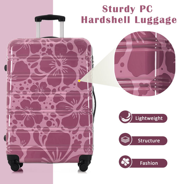 English Elm Hardshell Polycarbonate Luggage Set Three Piece Tsa Lock Spinner Travel Suitcases Pink Purple N732P306618H