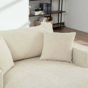 English Elm 56.3" Wide Chenille Linen Convertible Sofa Bed with Pocketed Springs and Matte Black Legs Beige W3189S00007