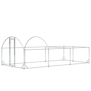 English Elm Pawhut Walk in Galvanized Metal Chicken Run Dome Enclosure Outdoor Yard Hen Coop W2225P217058