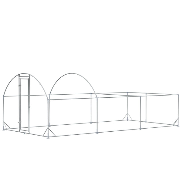 English Elm Pawhut Walk in Galvanized Metal Chicken Run Dome Enclosure Outdoor Yard Hen Coop W2225P217058