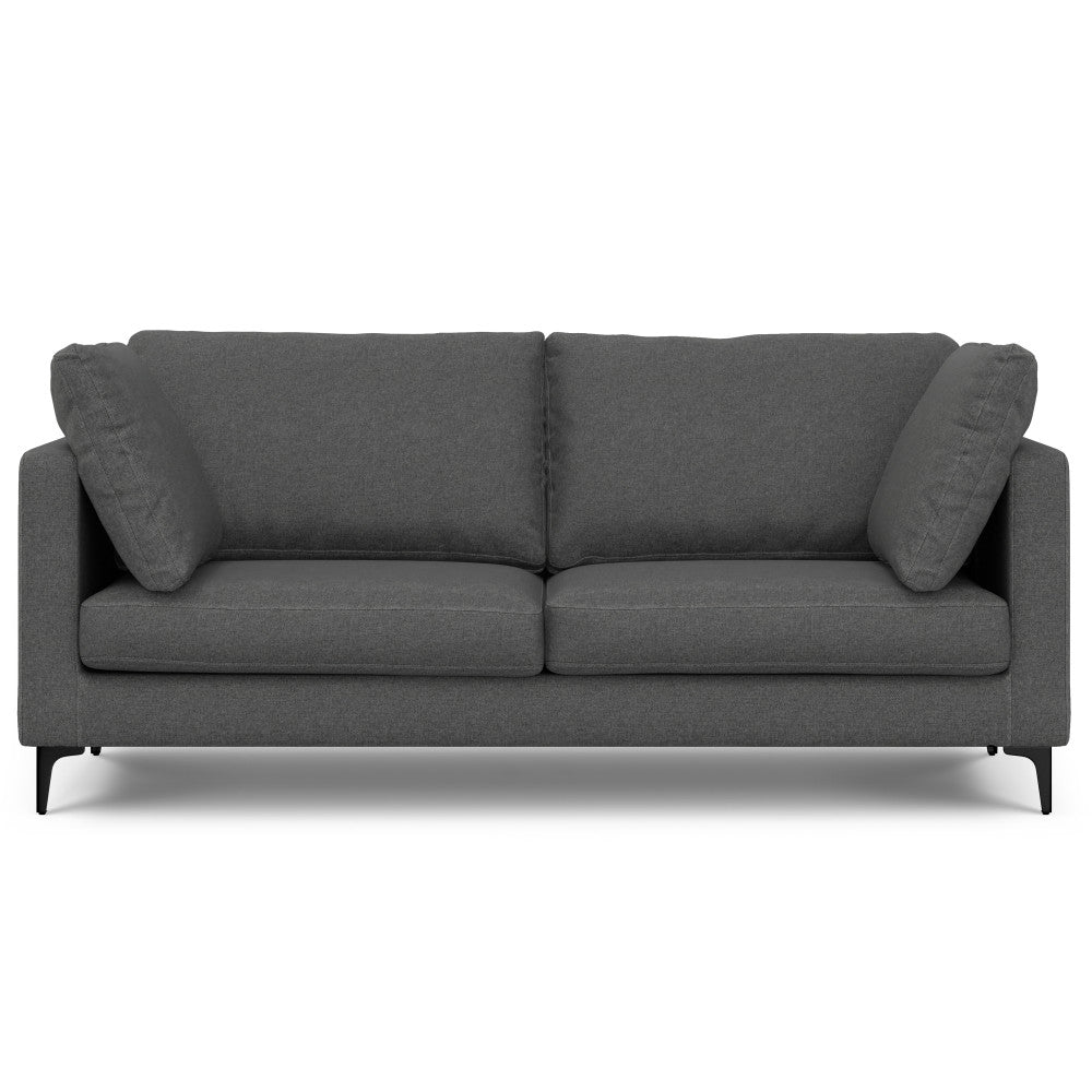 English Elm Ava Mid Century Sofa 76" — Eco-Friendly Performance Fabric, Plush Foam Cushions, Sturdy Metal Legs Dark Gray B136P199205