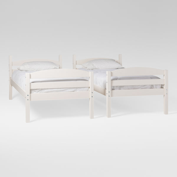 Twin over Twin Simple Wood Bunk Bed - White B2STOTWH Walker Edison