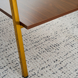 English Elm Rectangle Coffee Table - Modern Tempered Glass Top With Gold Metal Legs For Chic Living Room Style W241126033-GIGA