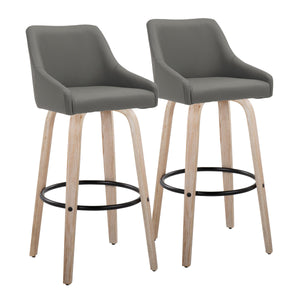 English Elm Adjustable Swivel Barstools Mid-century Walnut Faux Leather Kitchen Counter Set of 2 Dark Grey B202S01921