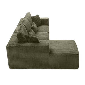 English Elm 109'' Modular Cloud Sectional Corduroy L-shape Deep Seat Sofa for Living Room W1117S00308
