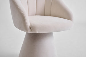 English Elm 068-chenille Swivel Accent Armchair Sculptural Curved Back Upholstered Living Room Seat Beige W527P438692