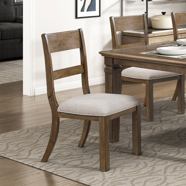 English Elm Contemporary Extendable Farmhouse Dining Set Birch Wood Table Six Upholstered Chairs B011S02463