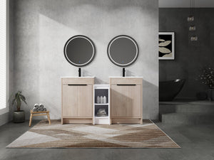 English Elm 60 Inch Freestanding Bathroom Vanity With Ceramic Sink, Soft-Close Doors & Ample Storage Space W999S00316