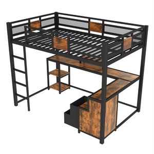 English Elm Twin House Bunk Bed with Slide Storage Stairs and Safety Rails for Kids Rooms W1580S00432