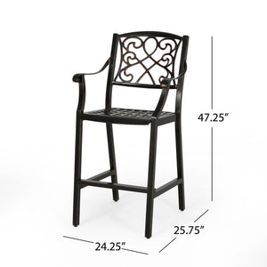 English Elm Christopher Knight Home® - WATERBURY Irene Outdoor 28" Aluminum Barstool Set of 2 – Copper Cast Aluminum, Weather-Resistant Elegance 65143.00