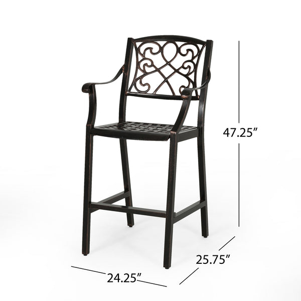 English Elm Christopher Knight Home® - WATERBURY Irene Outdoor 28" Aluminum Barstool Set of 2 – Copper Cast Aluminum, Weather-Resistant Elegance 65143.00