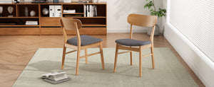 English Elm [video] Set of 2 Minimalist Dining Chairs with Cushioned Seats and Oak Rubberwood Legs N759P371095E