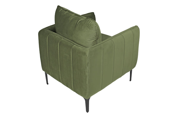 English Elm Accent Chair Velvet Upholstered Channel Tufted Arms with Bold Metal Legs Modern Lounge Dark Green B089P416563