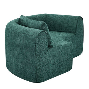 English Elm 110" Curved Modular Sectional Sofa Low Profile Foam Cushions for Contemporary Living Blue,Green N767P366011G