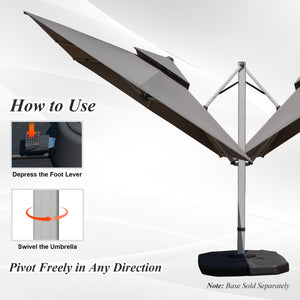 English Elm 9'x 11' Rectangle Cantilever Umbrella with Reinforced 9-Rib Frame, 360° Pedal Rotation, Tilt Adjustment Gray W1859P337791
