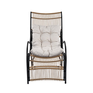 English Elm Christopher Knight Home® - 3 Piece Wicker Patio Set with Cloud-Like Cushions, Acacia Top Table, Rust-Resistant Steel Frame Beige,Black+Natural N780P209442N